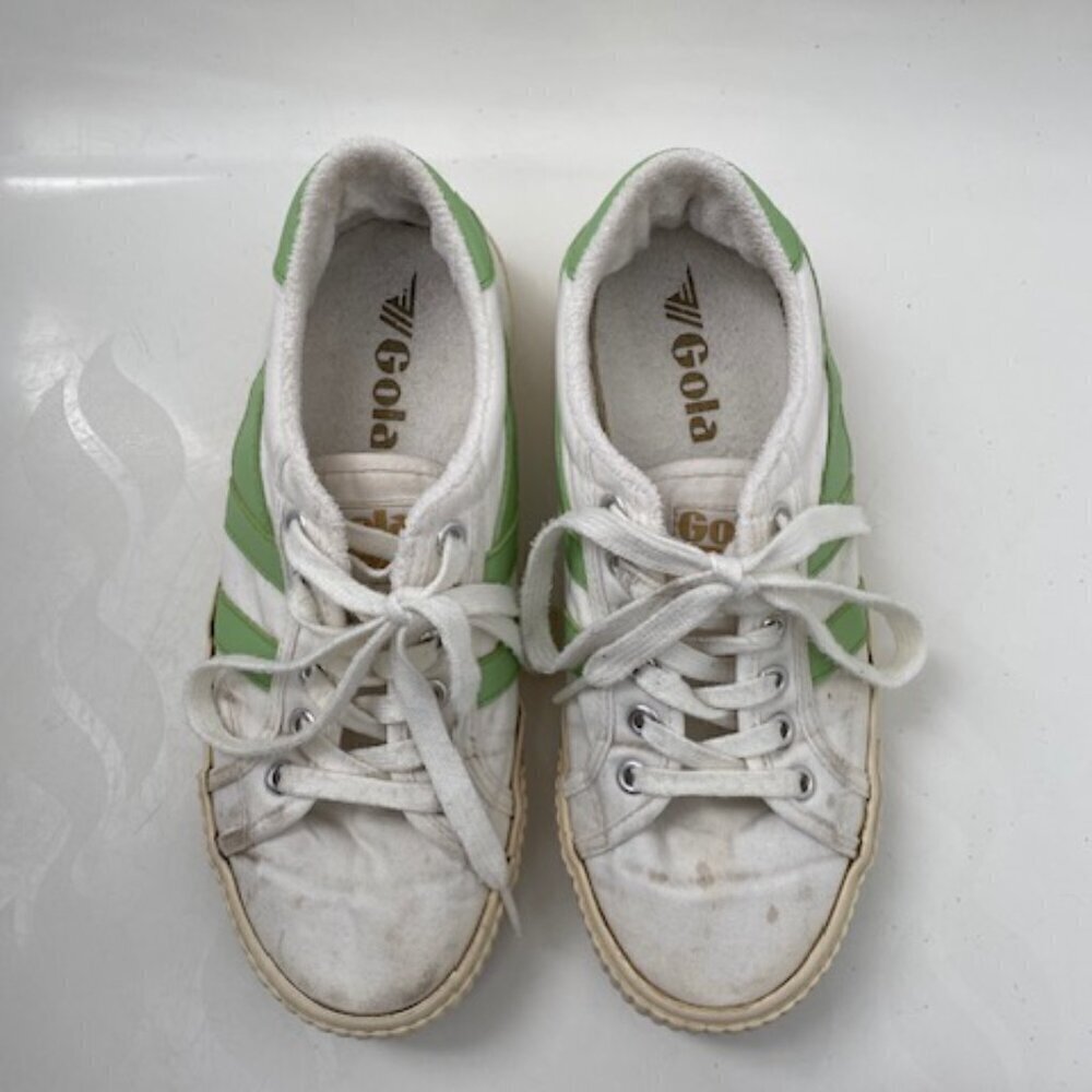 GOLA White Green Canvas Mark Cox Tennis Shoes Sneakers Sz 7 - Picture 4 of 13